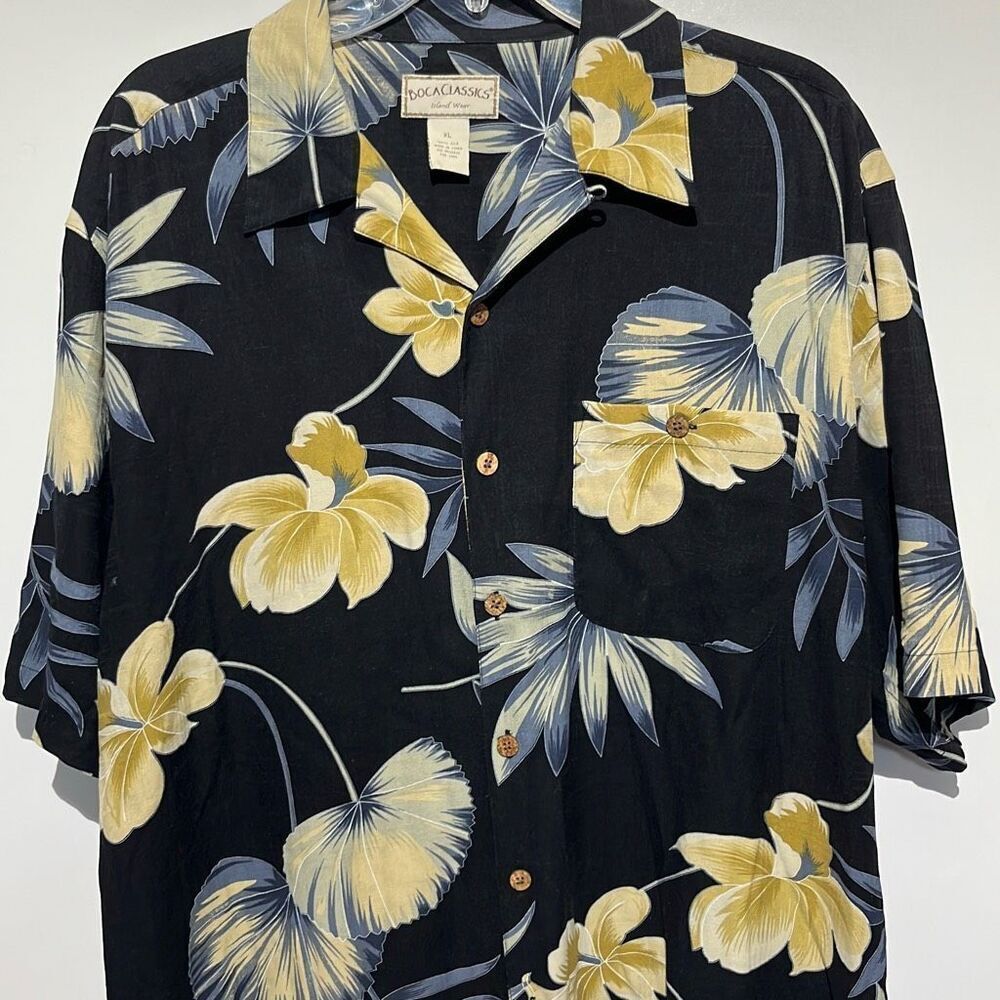 Boca Classics Men's Multicolor Hawaiian Silk Short Sleeve Button Up Shirt XL